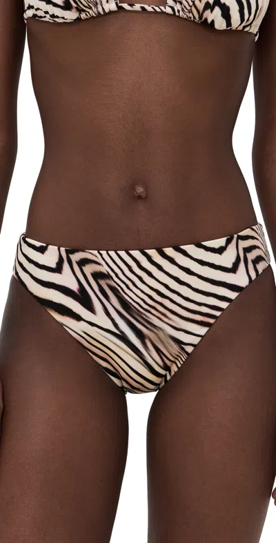 Vitamin A California High Leg Bikini Bottoms Shell Stripe In White