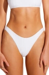 Vitamin A Cali High Leg Bikini Bottom In Superrib White In White
