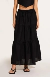 Vitamin A ® Canyon Tiered Linen Cover-up Maxi Skirt In Black