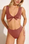 Vitamin A Cassia Crop Bikini Top In Pink Metallic In Brown