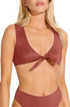 Vitamin A ® Cassia Shimmer Tie Front Bikini Crop Top In Pink
