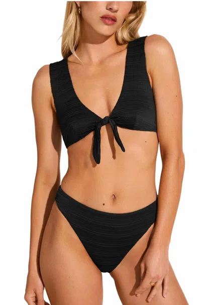 Vitamin A Cassia Top In Black Seersucker Stripe In Multi