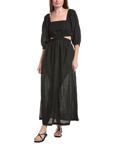 Vitamin A Cierra Cut Out Linen Maxi Dress In Black