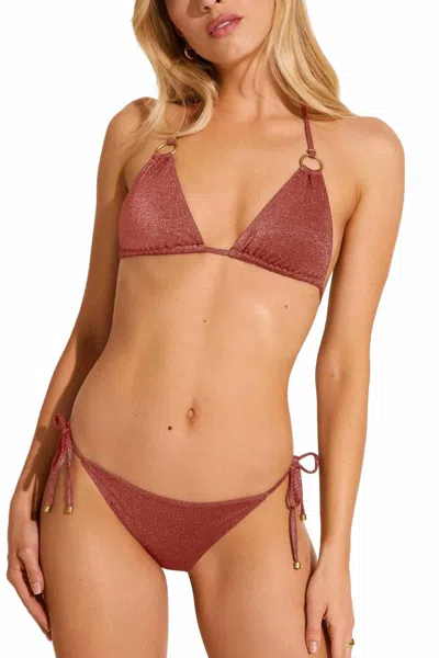 Vitamin A Cosmo Bikini Top In Pink Metallic In Brown