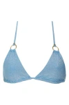 Vitamin A ® Cosmo Ring Detail Metallic Triangle Bikini Top In Ocean