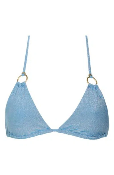 Vitamin A ® Cosmo Ring Detail Metallic Triangle Bikini Top In Ocean