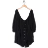 Vitamin A Playa Linen Oversized Shirt In Black