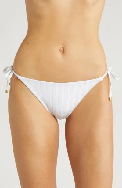 Vitamin A ® Elle Side Tie Bikini Bottoms In White Super Rib
