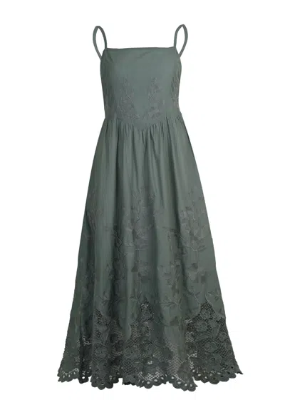 Vitamin A Flora Dress Sea Green In Gray