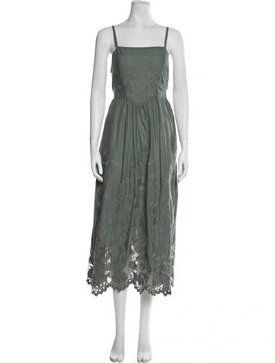 Pre-owned Vitamin A Floral Print Midi Length Dress In Green