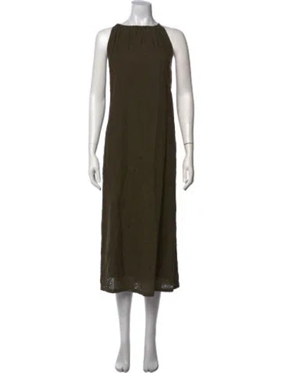 Pre-owned Vitamin A Floral Print Midi Length Dress In Green