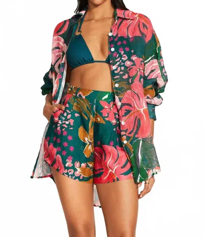 Vitamin A Getaway Short In Painted Jungle In Green