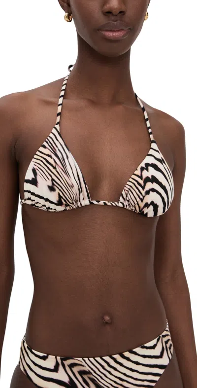 Vitamin A Gia Triangle Bikini Top Shell Stripe In Neutral