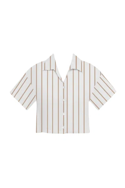 Vitamin A Hana Cropped Shirt Tan In White