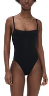 Vitamin A Gemma Drawstring Accent Rib One-piece Swimsuit In Black