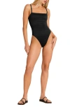 Vitamin A Gemma Drawstring Accent Rib One-piece Swimsuit In Black