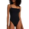 Vitamin A Gemma Drawstring Accent Rib One-piece Swimsuit In Black