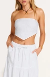 Vitamin A ® Joni Scarf Strapless Crop Top In White