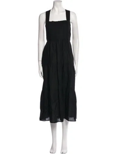 Pre-owned Vitamin A Linen Long Dress In Black