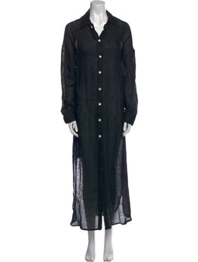 Pre-owned Vitamin A Linen Long Dress In Black