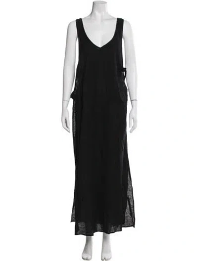Pre-owned Vitamin A Linen Long Dress In Black
