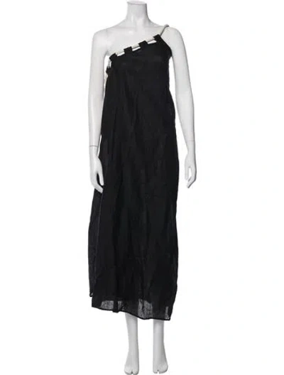 Pre-owned Vitamin A Linen Long Dress In Black
