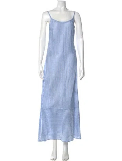 Pre-owned Vitamin A Linen Long Dress In Blue