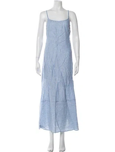Pre-owned Vitamin A Linen Long Dress In Blue