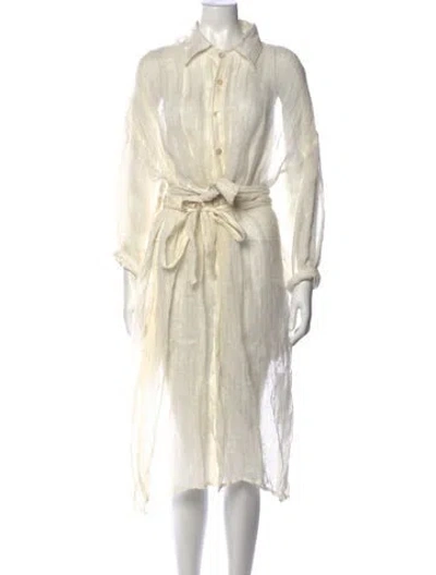 Pre-owned Vitamin A Linen Long Dress In Neutrals