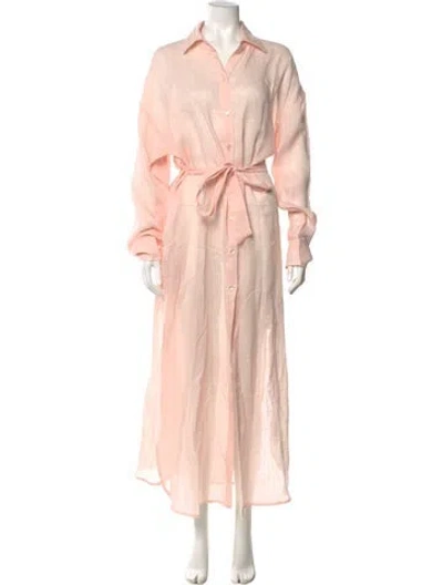 Pre-owned Vitamin A Linen Long Dress In Pink