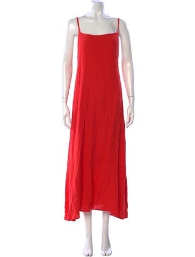 Pre-owned Vitamin A Linen Long Dress In Red