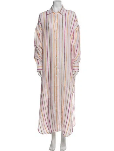 Pre-owned Vitamin A Linen Long Dress W/ Tags In White