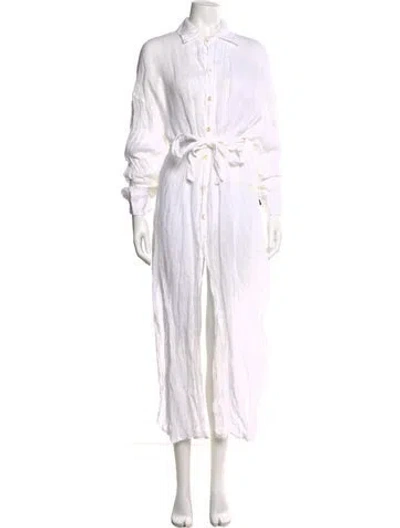 Pre-owned Vitamin A Linen Long Dress In White
