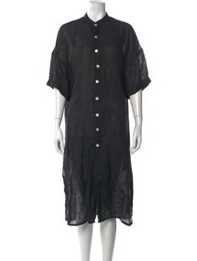 Pre-owned Vitamin A Linen Midi Length Dress In Black