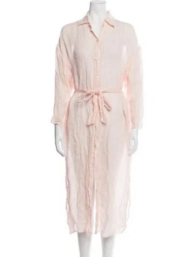 Pre-owned Vitamin A Linen Midi Length Dress In Pink