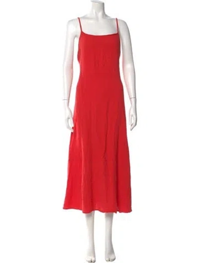 Pre-owned Vitamin A Linen Midi Length Dress In Red