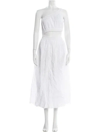 Pre-owned Vitamin A Linen Midi Length Dress In White
