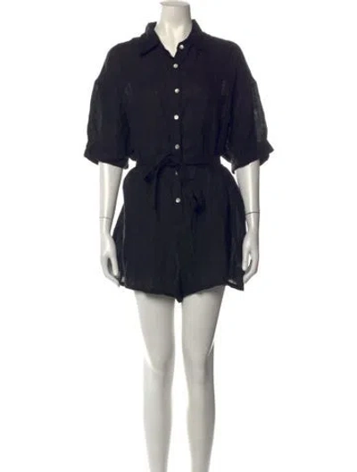 Pre-owned Vitamin A Linen Romper In Black