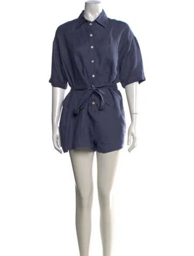 Pre-owned Vitamin A Linen Romper In Blue