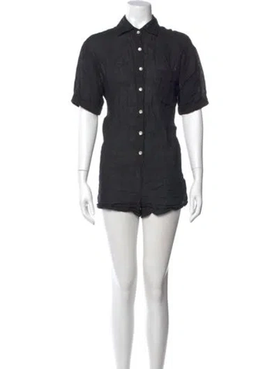 Pre-owned Vitamin A Linen Romper In Gray