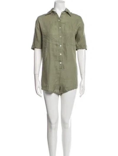 Pre-owned Vitamin A Linen Romper In Green