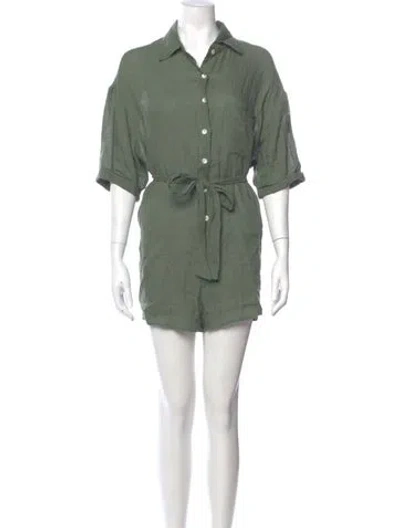 Pre-owned Vitamin A Linen Romper In Green