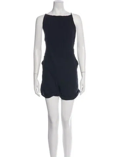 Pre-owned Vitamin A Linen Square Neckline Romper In Blue
