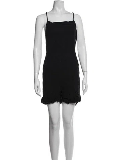 Pre-owned Vitamin A Linen Square Neckline Romper W/ Tags In Black