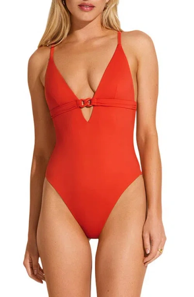 Vitamin A ® Luxe Link One-piece Swimsuit In Poppy