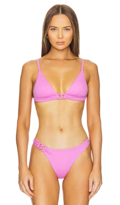 Vitamin A Luxe Link Triangle Bikini Top In Bubblegum