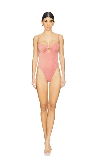 Vitamin A Mabel Underwire Bandeau One Piece In Pink Metallic