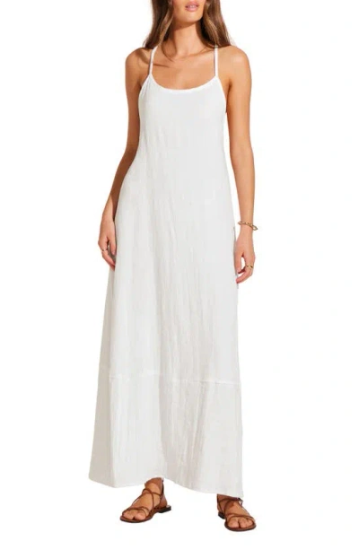 Vitamin A ® Mari Crinkle Linen & Cotton Cover-up Dress In White Crinkle Linen