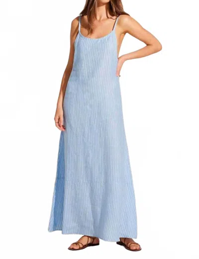 Vitamin A Mari Maxi Dress In Summer Stripe Ecolinen In Blue