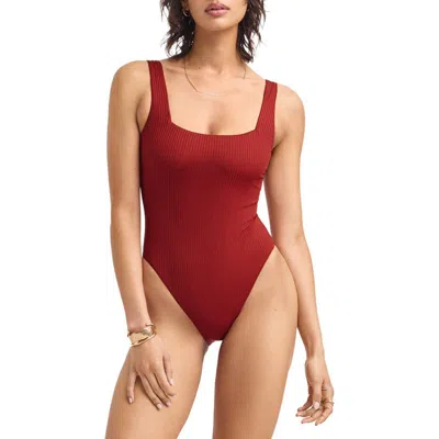 Vitamin A ® Mika Rib One-piece Swimsuit In Red